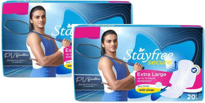 STAYFREE Secure Cottony XL Wings Sanitary Pad (Pack of 20+20) Sanitary Pad(Pack of 2)