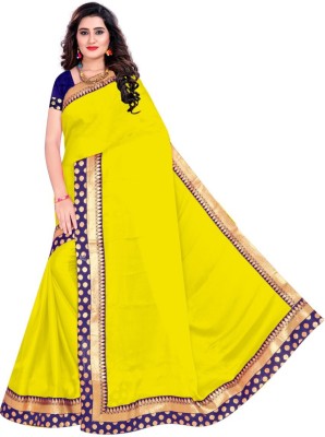 Stuti Solid/Plain Jamdani Georgette Saree(Yellow)