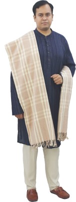 Vrinde Wool Checkered Men Shawl(Beige)