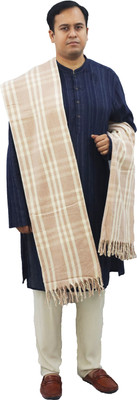 KAVIM Wool Checkered Men Shawl(Beige)
