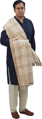 Vrinde Wool Checkered Men Shawl(Beige)