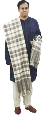 Vrinde Wool Checkered Men Shawl(Grey)