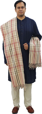 Vrinde Wool Checkered Men Shawl(Beige)