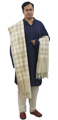 Vrinde Wool Checkered Men Shawl(Beige)