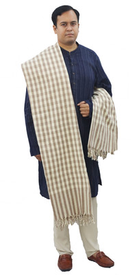 Vrinde Wool Checkered Men Shawl(Beige)