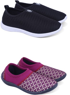 Fabbmate Latest Slip On Sneakers For Women(Blue, Purple, White)
