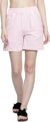 NUEVOSDAMAS Striped Women Pink, White Night Shorts