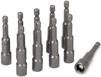 uptodatetools 10 Pcs Power Nut Driver Set, 1/4 Inch Hex Shank Magnetic Extension Socket Wrench Screw Drill Bit Socket Set(Pack of 1)