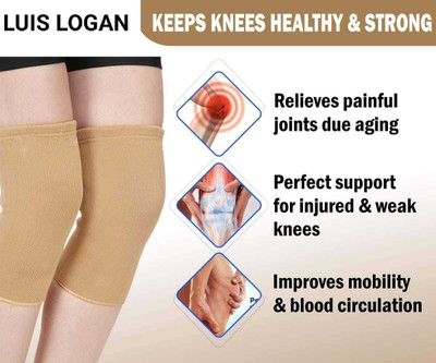 LUIS LOGAN LL ORTHO KNEE CAP Knee Cap Woolen Knee Sleeves for Women & Men BEIGE (LARGE) Knee Support(Beige)