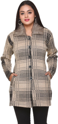PIPASA WOMEN Checkered Collared Neck Casual Women Beige, Grey Sweater