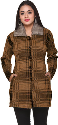 PIPASA WOMEN Checkered Collared Neck Casual Women Yellow Sweater