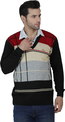 AXOLOTL Woven V Neck Casual Men Multicolor Sweater