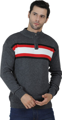 AXOLOTL Striped High Neck Casual Men Multicolor Sweater
