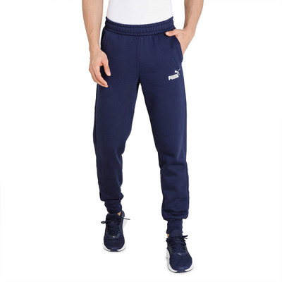 PUMA ESS Logo Pants Solid Men Blue Track Pants