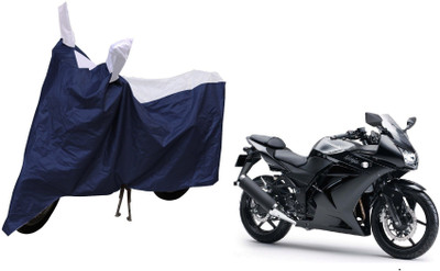 MOCKHE Waterproof Two Wheeler Cover for Kawasaki(Ninja 250, Silver, Blue)