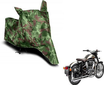 MOCKHE Waterproof Two Wheeler Cover for Royal Enfield(Classic Chrome, Green)