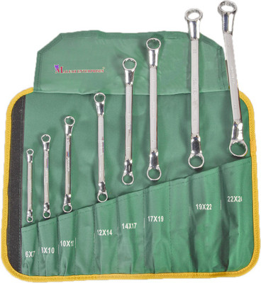 MALFAH ENTERPRISES HANBON DOUBLE RING WRENCH SET FOLDING BAG MIRROR 553108- 6-24 MM 8PCS Multipurpose Hanbon 553108 Double Sided 24MM 8Pcs Double Sided Box End Wrench(Pack of 8)