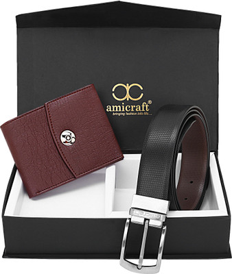 Amicraft Wallet & Belt Combo(Maroon)