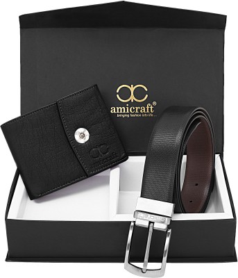 Amicraft Wallet & Belt Combo(Black)