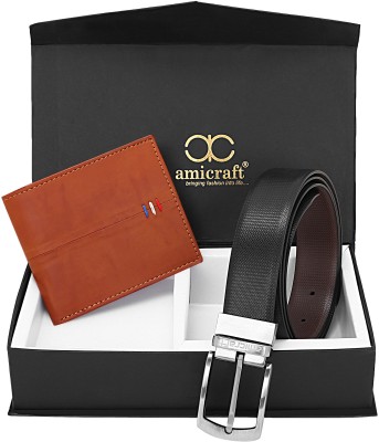 Amicraft Wallet & Belt Combo(Brown)