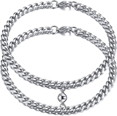 ruby collection Stainless Steel Silver Coated Bracelet(Pack of 2)