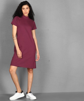 METRONAUT Women Shift Maroon Dress