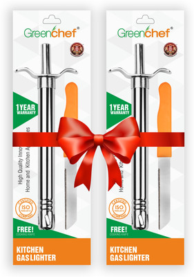 Greenchef AGNI 2 Steel Gas Lighter(Silver, Pack of 2)