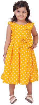 Reem Jheem Baby Girls Midi/Knee Length Casual Dress(Yellow, Sleeveless)