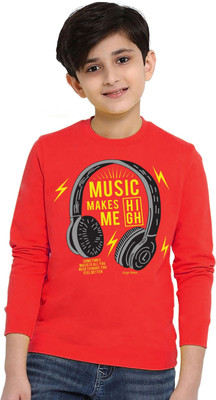 Jingo Baby Boys Typography, Printed Cotton Blend Regular T Shirt(Red, Pack of 1)