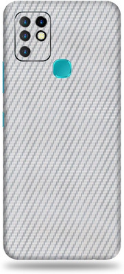 LAMHA Infinix Hot 10 Mobile Skin(Ultra Super Silver Carbon Fiber With High Matte Finish., Mobile Skin (Back+Side+Camera))