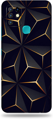 LAMHA Infinix Hot 10 Mobile Skin(Ultra Super Black Abstract Shape With High Matte Finish., Mobile Skin (Back+Side+Camera))