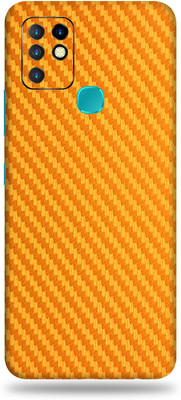 LAMHA Infinix Hot 10 Mobile Skin(Ultra Super Golden Carbon Fiber With High Matte Finish., Mobile Skin (Back+Side+Camera))