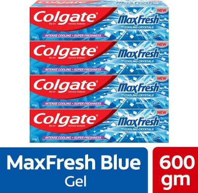 Colgate Maxfresh Blue Gel Peppermint Ice Toothpaste(600 g, Pack of 4)