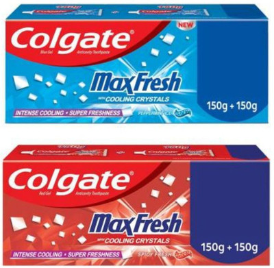 Colgate MaxFresh Toothpaste, Red Gel Paste With Menthol For Super Fresh Breath, (Spicy Fresh) And MaxFresh Toothpaste, Blue Gel Paste With Menthol For Rs. 229 @ 50 %