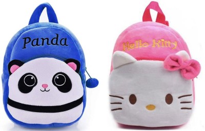 Zoi Soft Toy Bag Panda & Hello Kitty Plush Bag For Cute Kids 2-5 Years Plush Bag Plush Bag(Multicolor, 4 L)