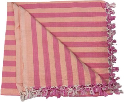 G M HANDLOOM Striped Double AC Blanket for  AC Room(Cotton, Peach)