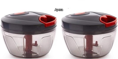 apexa Combo Pack Of Manual Sharp Hand Hold Non Electric Chopper With 3 Steeliness Steel Sharp Blades 450ml Vegetable & Fruit Chopper(1)