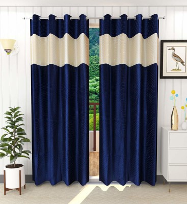 GOYTEX 213 cm (7 ft) Polyester Room Darkening Door Curtain (Pack Of 2)(Solid, Blue)