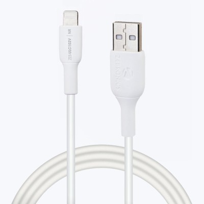 ZEBRONICS Lightning Cable 2 A 1 m Zeb-ULC102V(Compatible with APPLE MOBILES, APPLE IPADS, APPLE AIRPODS, White, One Cable)