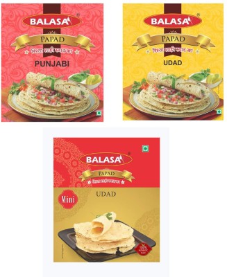 balasa Punjabi Masala + Udad Reg + Udad Mini Papad 200 Grams X 3 packs 600 g(Pack of 3)