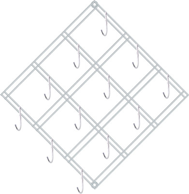 JISUN Kite Shape Wall Mounted Multipurpose Stainless Steel Spoon Hanger / Laddle Hanger / Cup Stand / Mug Stand Holder with 12 Hooks (12 Inch x 12 Inches) Hook 12(Pack of 1)