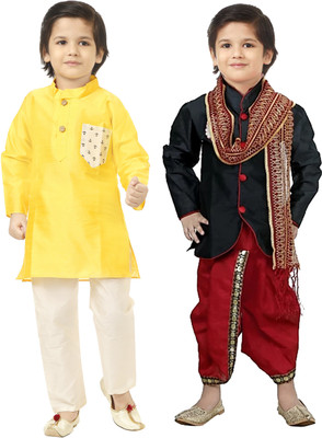 JCT DRESSES Boys Festive & Party Kurta, Dhoti Pant & Dupatta Set(Multicolor Pack of 2)