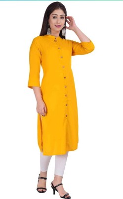 JAY CLOTH STORE Women Solid Straight Kurta(Yellow)