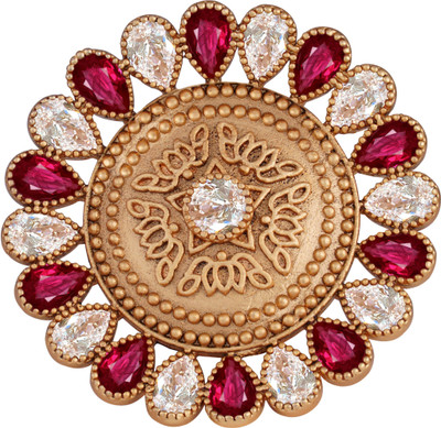 JFL Jewellery for Less Matte Gold Plated Ethnic ruby Red & LCD Stone Studded Finger Ring for Women and Girls Copper Ruby Gold Plated Ring