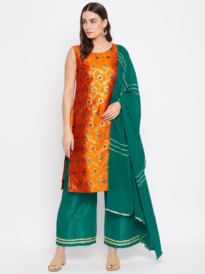BITTERLIME Woven Kurta, Palazzo & Dupatta Set