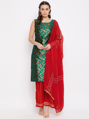 BITTERLIME Woven Kurta, Palazzo & Dupatta Set