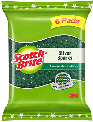 Scotch-Brite Silver Sparks Scrub Pad(Regular, Pack of 6)