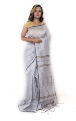 AngaShobha Embellished Bollywood Cotton Blend Saree(Grey)