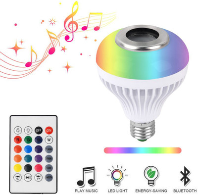 TECHEL Latest Led Bulb With Bluetooth Speaker Music Light Bulb B22 LED White + RGB Light Ball Bulb Bluetooth Bulb Light Bluetooth Control Smart Music Playing Audio Bluetooth Speaker With Remote Control MP3 player Color Changing Speaker Colorful Lamp With Remote Control For Home, Bedroom, Living Room