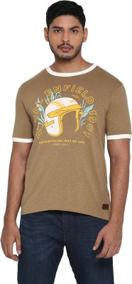 ROYAL ENFIELD Printed Men Round Neck Brown T-Shirt